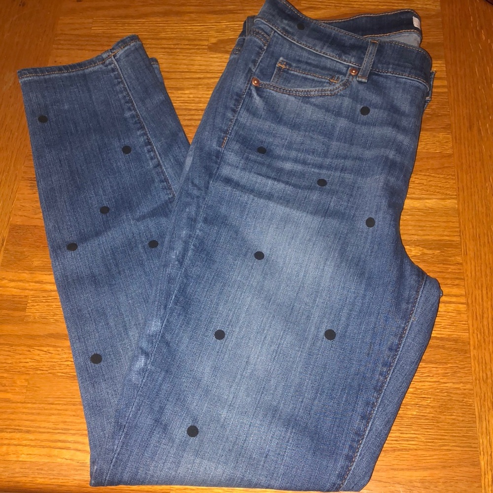 LOFT polka dot skinny jeans